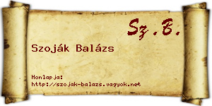 Szoják Balázs névjegykártya